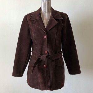 Women’s brown suede like jacket, size 10.